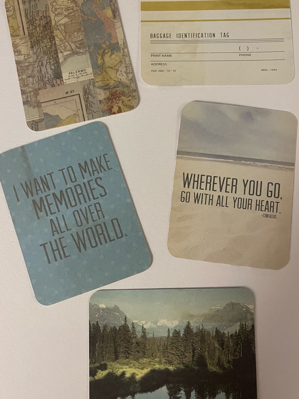 Inspirational Travel Art Prints Set – Blue & Neutral